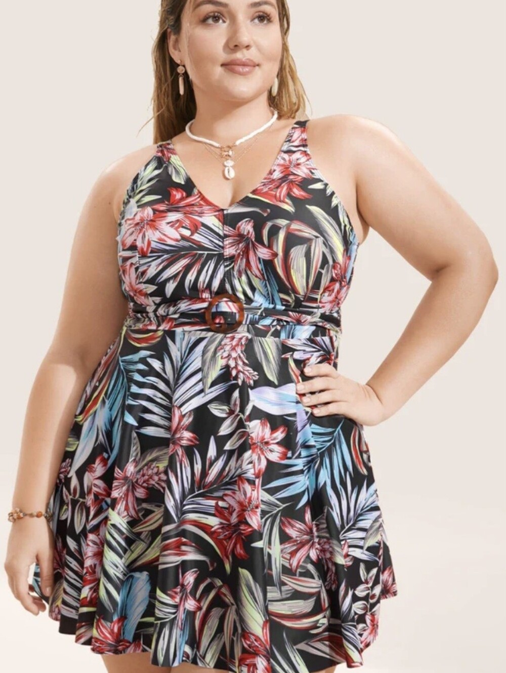 BloomChic NWT Tropical Floral One-Piece Swimdress   22/24